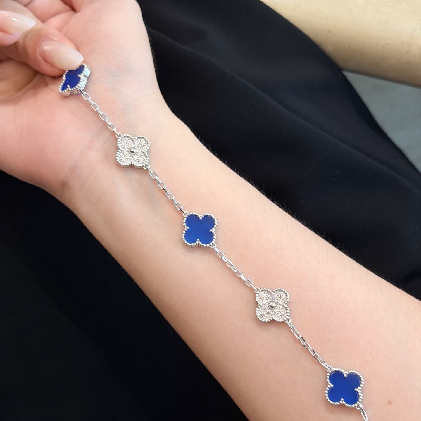 Van Cleef & Arpels Alhambra Blue Enamel Bracelet